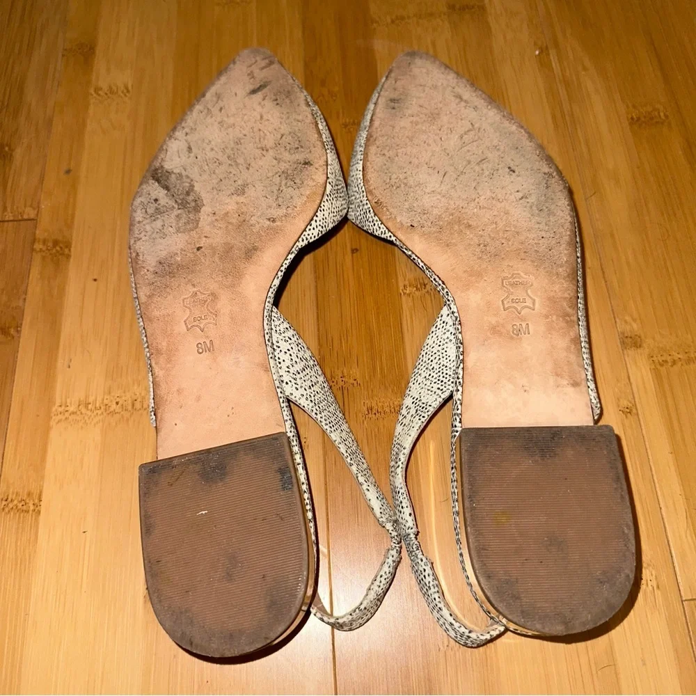 Tory Burch Slingback Pointed Toe Snakeskin Leather Flats Size 8